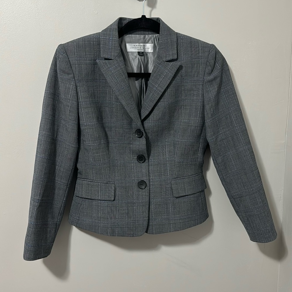 Tahari Grey and Blue Blazer